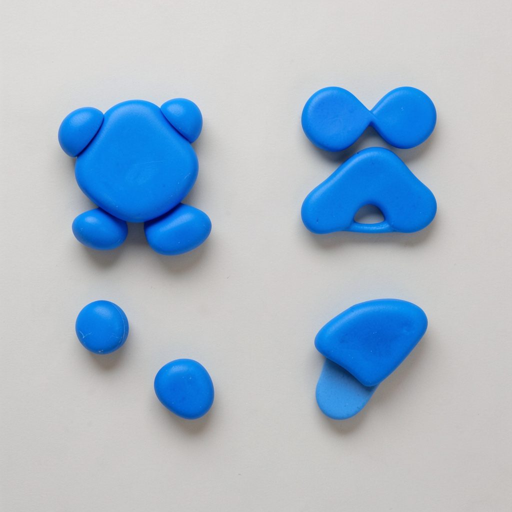 Composición cenital en tonos azul periwinkle y azul royal profundo, calmada y luminosa, que representa el cuidado de la salud